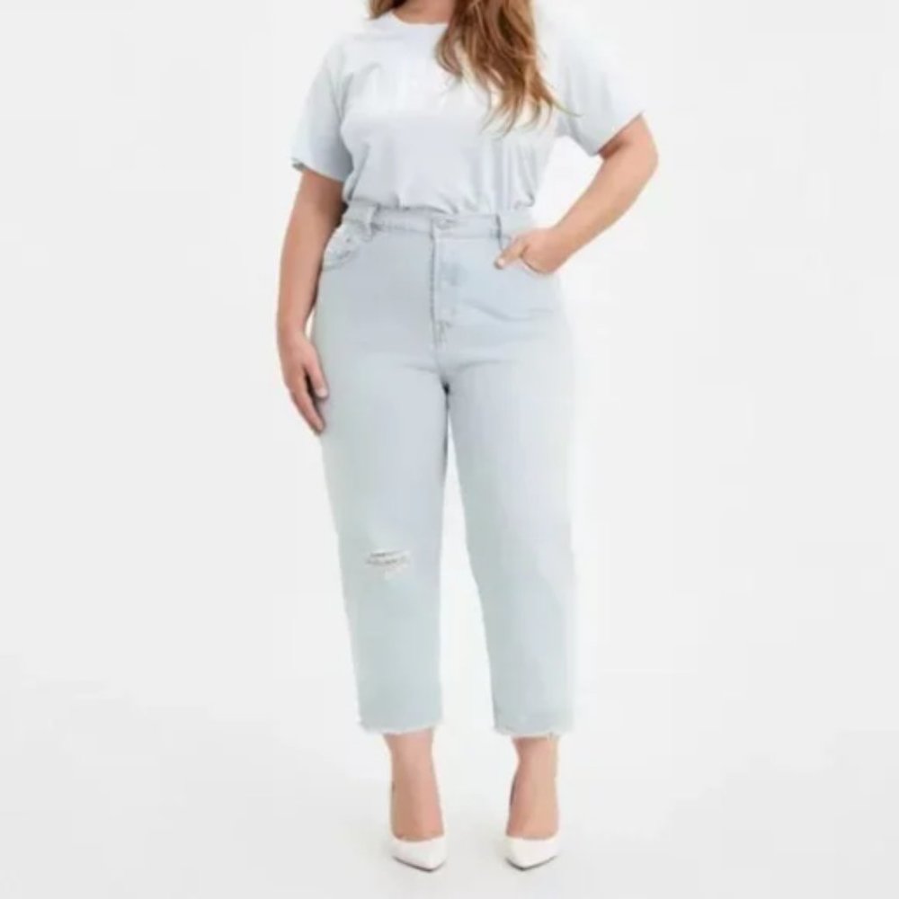 Levi's 501 Original Cropped Button Fly Denim Jeans with Raw Hem Size 24W…
